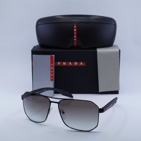 Prada Sport PS51VS 1BO5O0 Sunglasses Matte Black Square Frame, Grey Lenses - Picture 8 of 8